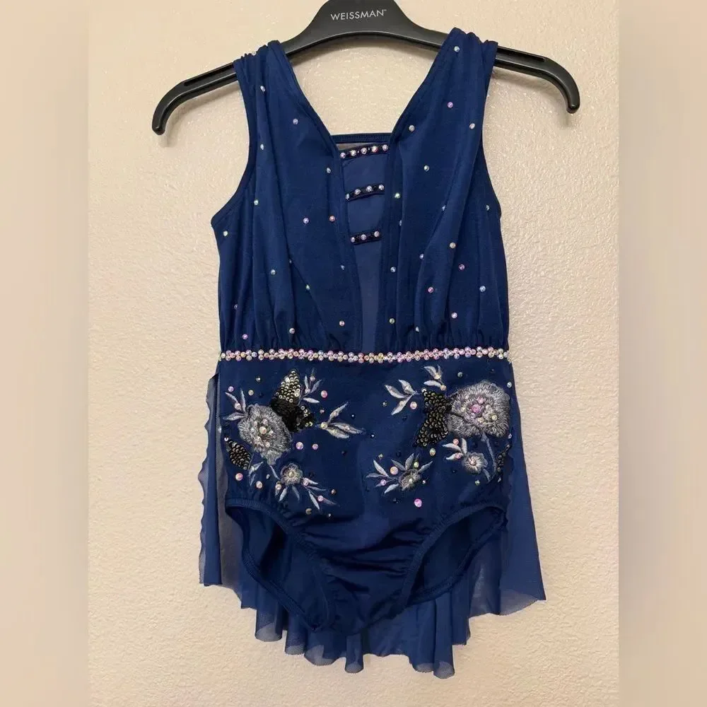 WEISSMAN custom solo Dance Costume navy blue Boardwalks SH12517 IC- child 7/8